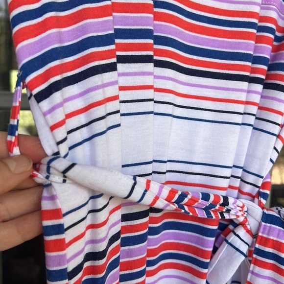 C&C California New Short Sleeve Lightweight Jersey Stripped Midi Dress Size L - Picture 4 of 6